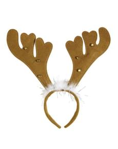 Diadema com cornos de rena castanha