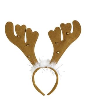 Brown headband with reindeer horns