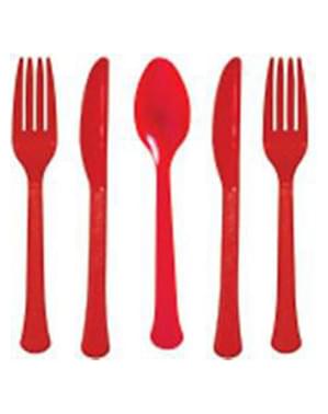 Röda bestick 24 delar
