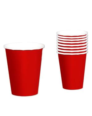 8 copos vermelhos