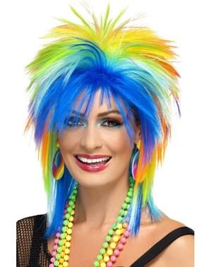 Многоцветна дамска перука в стил 80-те