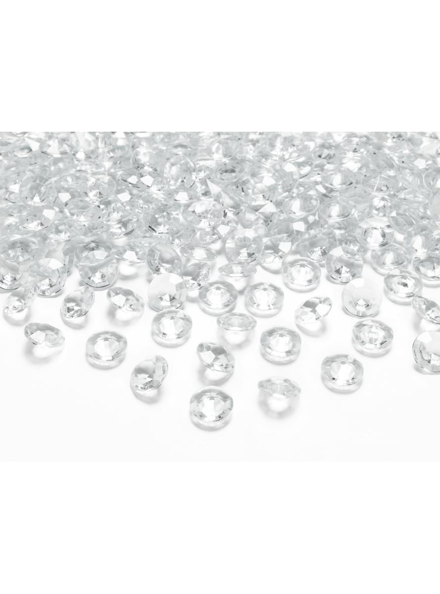 100 diamantes decorativos transparentes para mesa de 12 mm