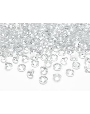 100 diamante decorative transparent pentru masă de 12 mm