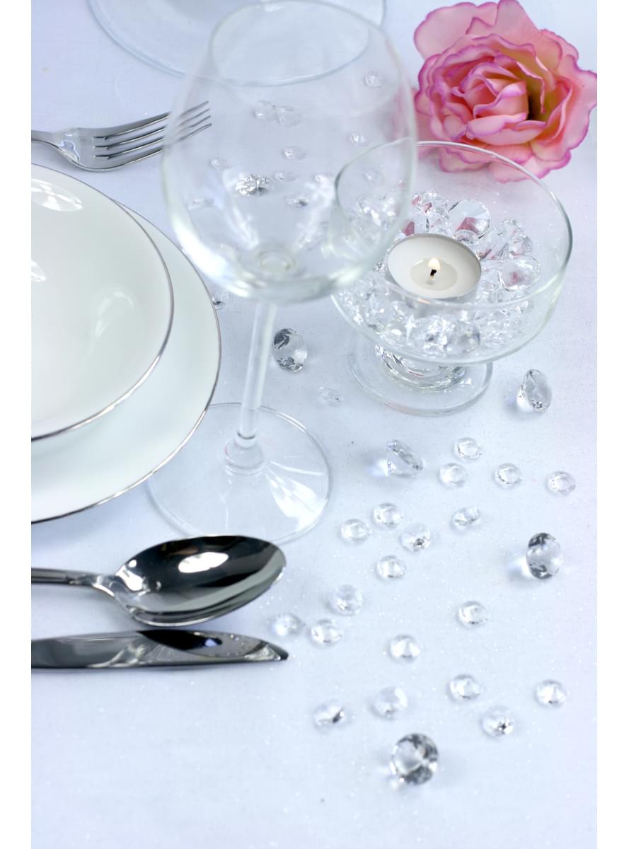 100 diamantes decorativos transparentes para mesa de 12 mm