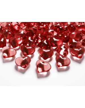 30'lu Kırmızı Kalp Masa Kristal Paketi, 21 mm