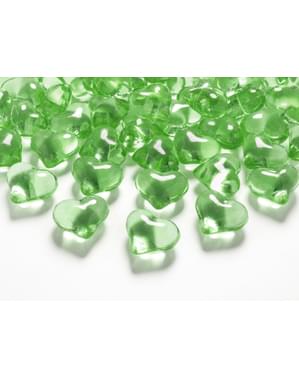 30'lu Açık Yeşil Kalpli Masa Kristalleri, 21 mm