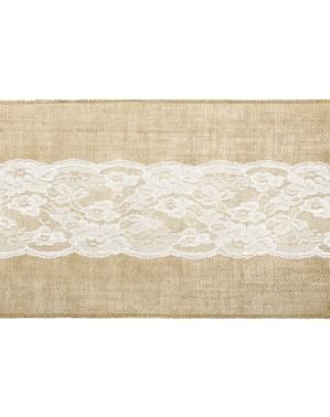 Camino de mesa de rafia con encaje central