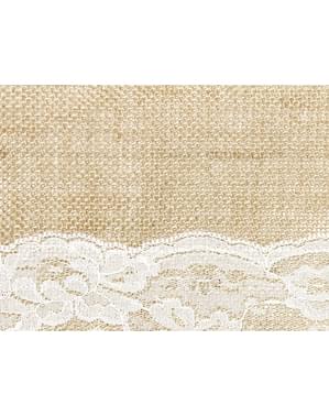 Burlap Table Runner with Center Lace Row