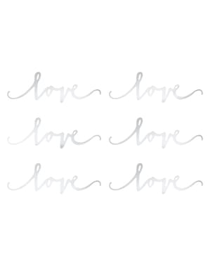 Set 6 "Love" okrasnih miz, Silver - Elegant Bliss Collection