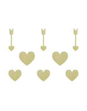 8 dekorationer guldfärgade till bordsdukning - Sweet Love