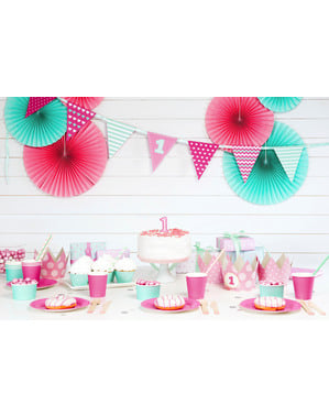 4 перший День народження паперу Таблиця прикраси, рожевий - рожевий Перший день народження