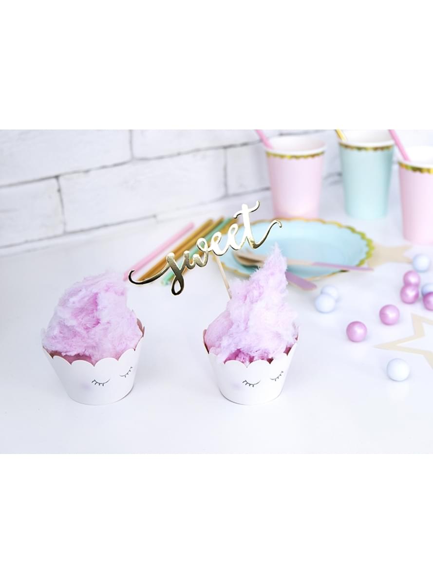 6 מקרים Cupcake בגוונים שונים של פסטל - אוסף Unicorn