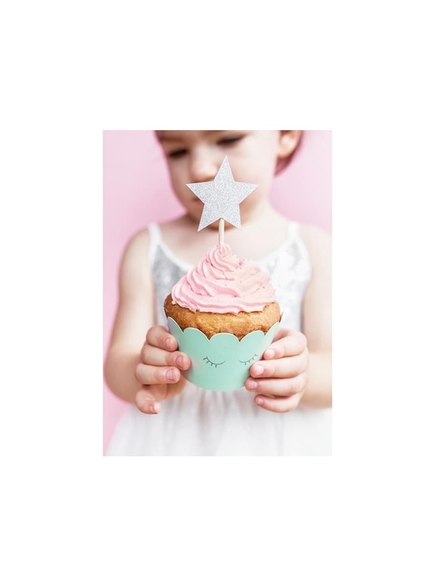 6 מקרים Cupcake בגוונים שונים של פסטל - אוסף Unicorn