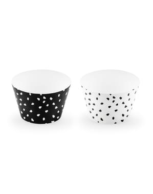 6 cápsulas para cupcakes estampadas blanco y negro de papel - Dinosaur Party