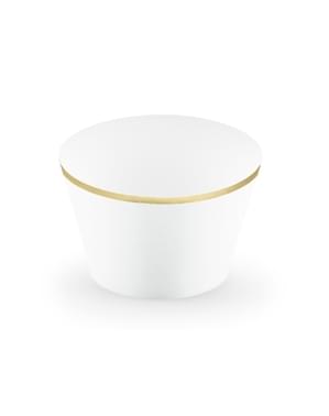 6 bases para cupcakes em branco com borda dourada - First Communion