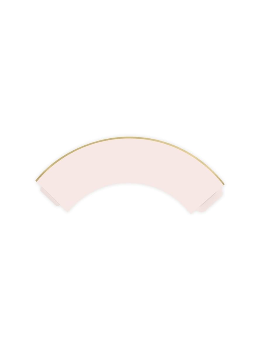 6 Paper Cupcake Wrappers with Gold Rim, Pastel Pink 