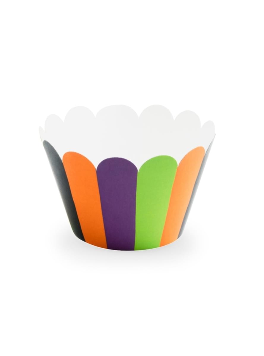 6 bases para cupcakes de riscas multicolor de papel - Hocus Pocus Collection