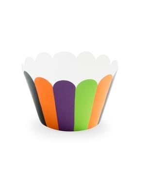6 cápsulas para cupcakes de rayas multicolor de papel - Hocus Pocus Collection