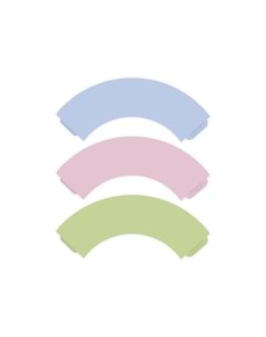 6 Paper Cupcake Wrappers in Pastel Shades - Pastelove