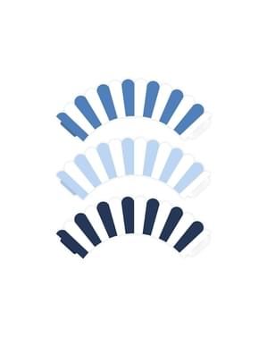 6 moules à cupcakes à rayures bleues en carton - Little Plane