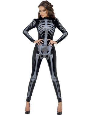 Drudzis otrās ādas skeleta kostīms sievietei