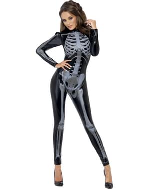 Skelet second skin Fever Kostuum voor vrouw