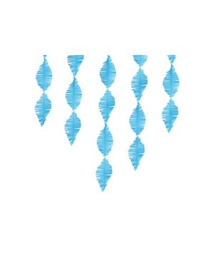 Garland biru terbuat dari kertas krep