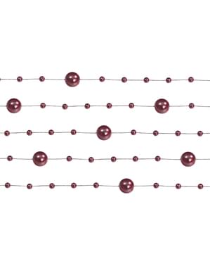 Set 5 Bordo İnci Garlands, 1.3 m