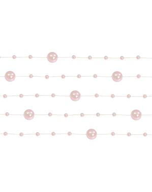 Gaze-Bänder mit Perlen Set 5-teilig 1,3 m hellrosa