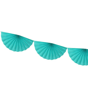 Grinalda de leques de papel decorativos azul turquesa