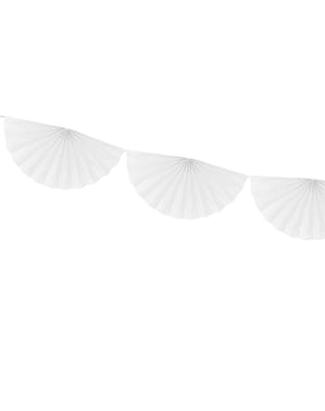 Decorative paper fan garland in white
