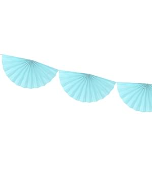 Guirlande d'éventails en papier bleu ciel