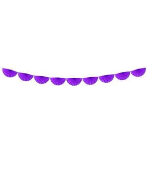 Fächer-Girlande aus Papier violett