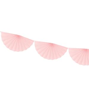 Guirnalda de abanicos de papel decorativos rosa pálido de papel