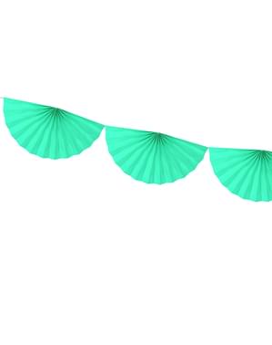 Guirnalda de abanicos de papel decorativos verde menta claro