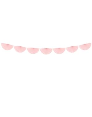 Guirnalda de abanicos grandes de papel decorativos rosa pálido