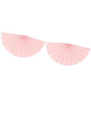 Guirlande grands éventails en papier rose pâle