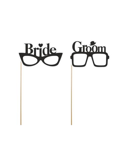 Set Of 2 Bride Groom Photo Booth Glasses Express Delivery