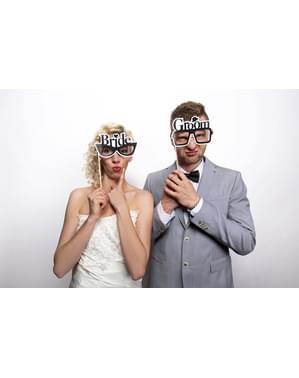 2 Bride & Groom Photo Booth Glasses