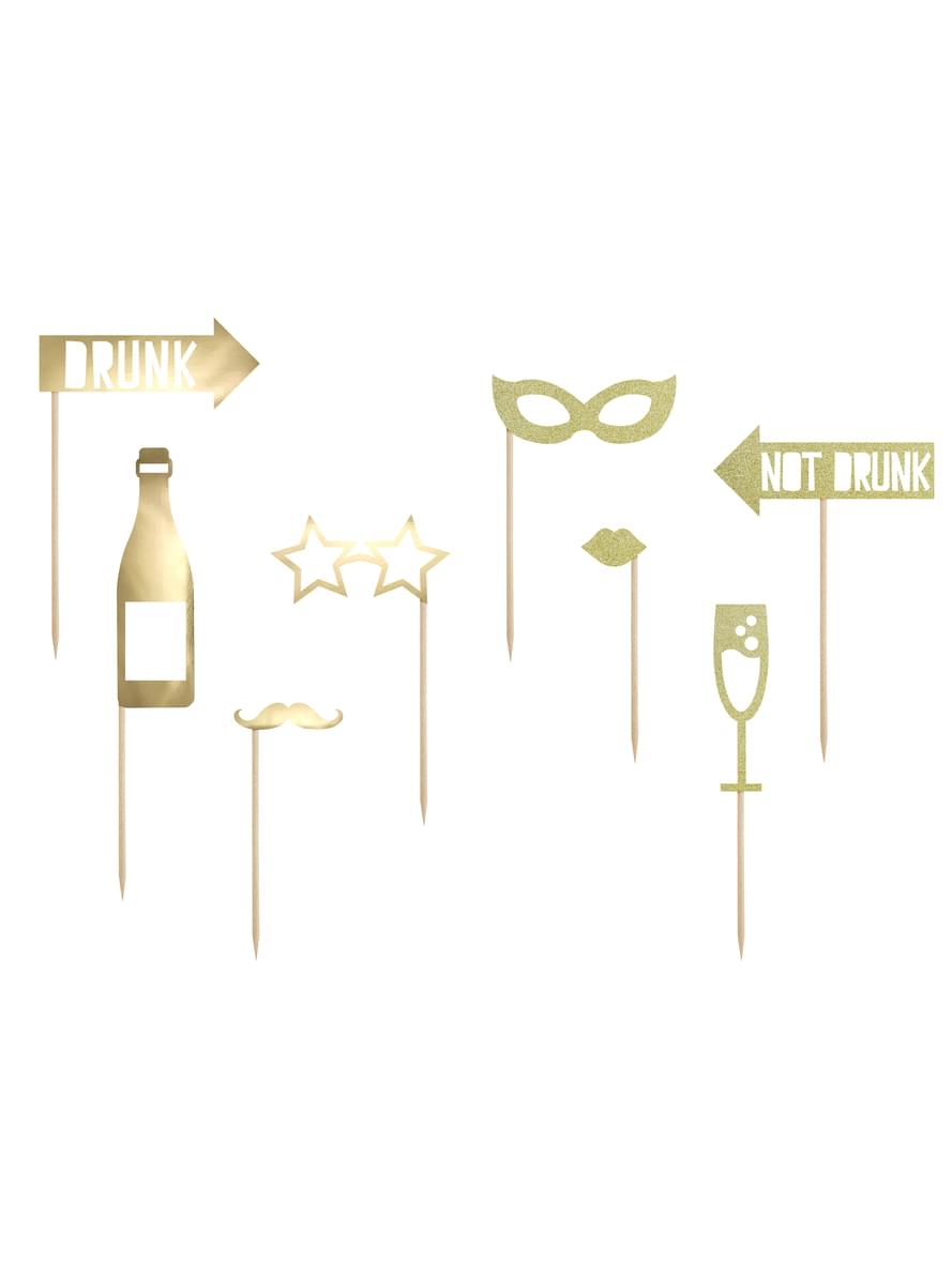 8 pezzi vari dorati da festa per photocall - Happy New Year Collection