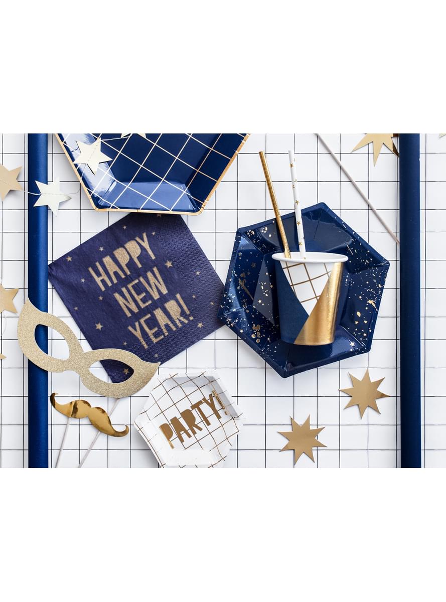 Sett med 8 Assorterte Fotoboks Rekvisitter, Gull - Happy New Year Collection