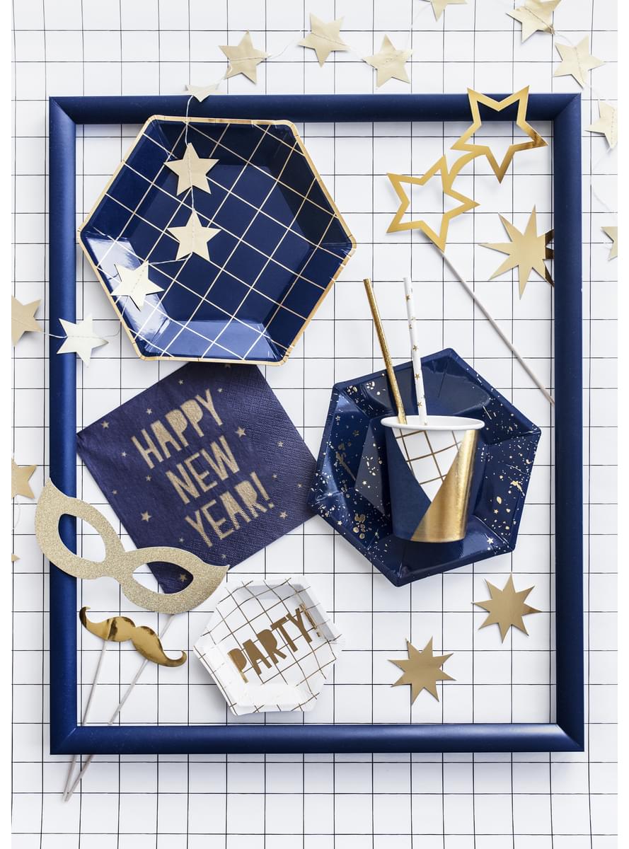 Photocall Party Set 8-teilig gold gemischt - Happy New Year Collection