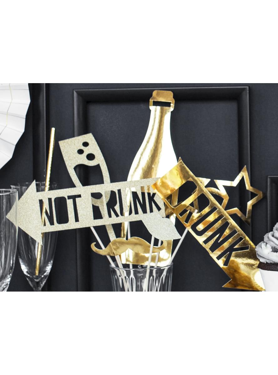 8 sekalaista valokuvarekvisiittaa, kultainen - Happy New Year Collection