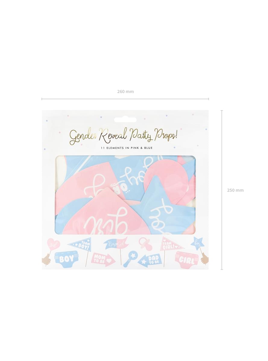 11 pièces variés bleu et rose de baby shower pour photobooth - Gender Reveal Party