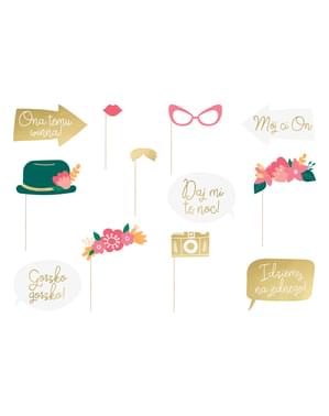 12 piese multicolore pentru photobooth de nuntă