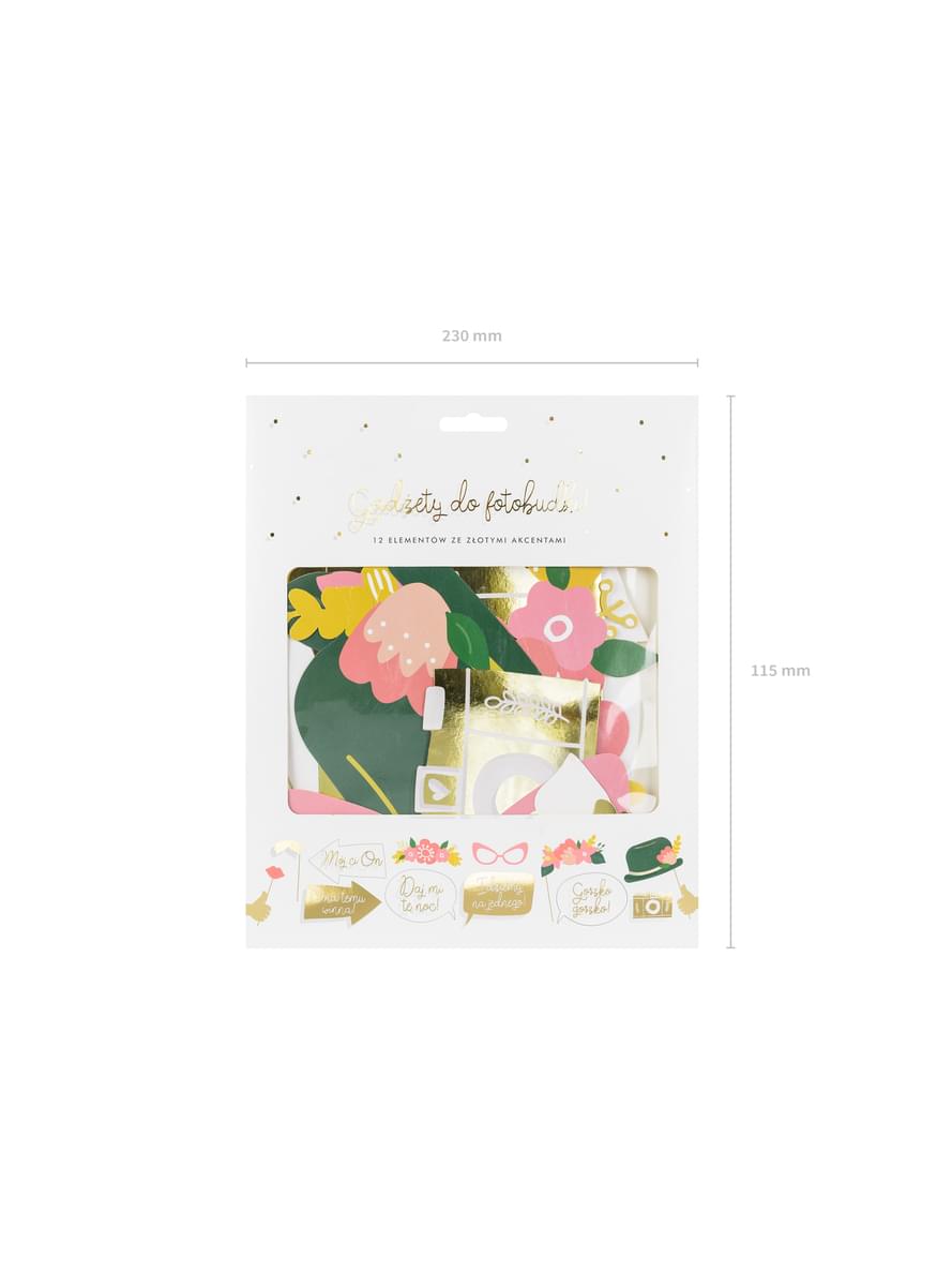 Set 12 vícebarevných svatebních fotodoplňků