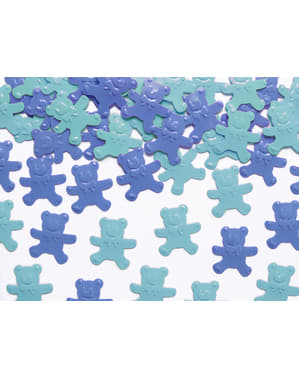 Confetti Teddy Bear Table dalam Shades of Blue