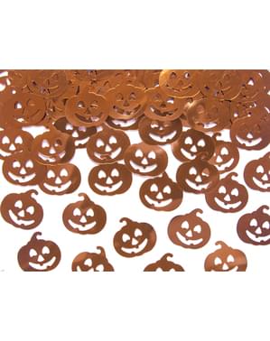 Confettis en forme de citrouille orange métallique pour la table