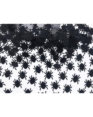 Czarne konfetti na stół pająk - Halloween