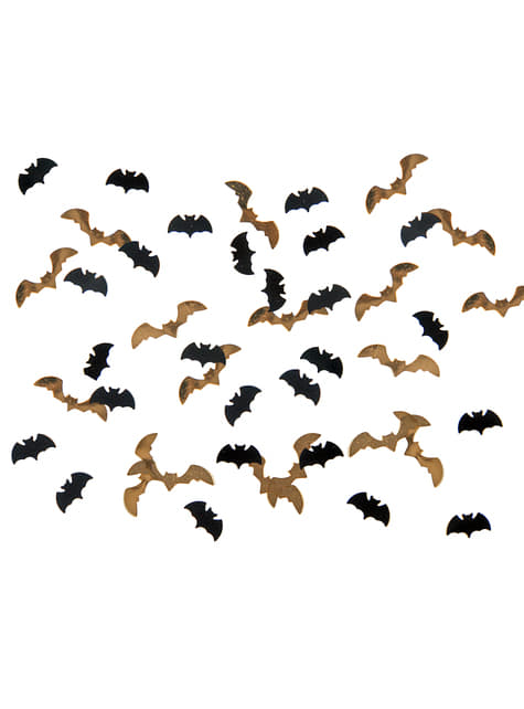 Tischkonfetti in Fledermaus-Form schwarz-gold - Halloween